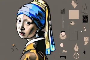 Johannes Vermeer Girl with a Pearl Earring, Microrealism , geometric tattoo idea