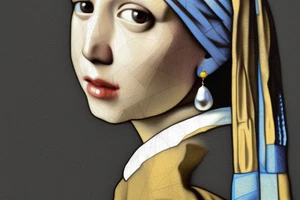 Johannes Vermeer Girl with a Pearl Earring, Microrealism , geometric, line art tattoo idea