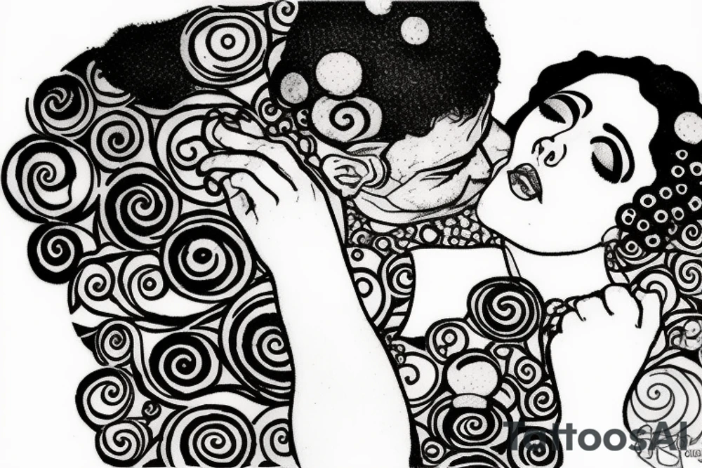 Crayon texture sketch of the kiss by gustav klimt tattoo idea