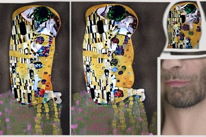 Full colour Crayon texture sketch of the kiss by gustav klimt tattoo idea