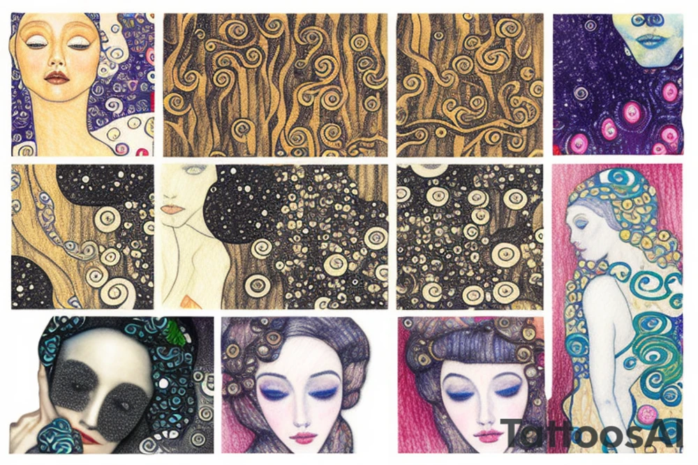 Crayon texture sketch inspired by gustav klimt tattoo idea