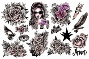 Girls travel full colour tattoo idea