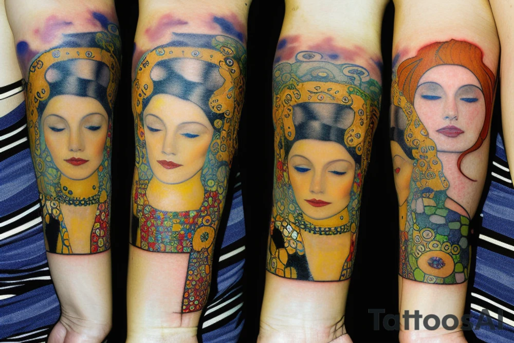 Gustav klimt very small full color forearm tattoo tattoo idea