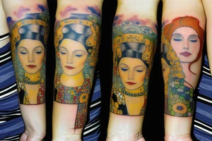 Gustav klimt very small full color forearm tattoo tattoo idea