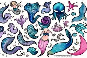 Small watercolor that represents mermaids tattoo idea