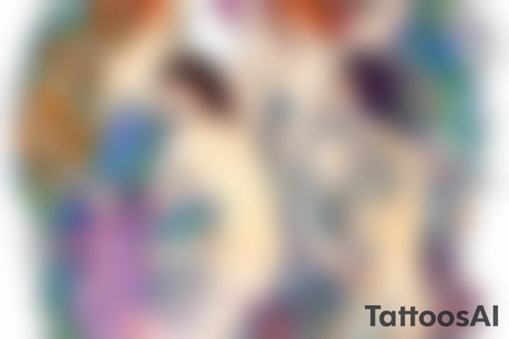 Small watercolor mermaids inspired gustav klimt tattoo idea