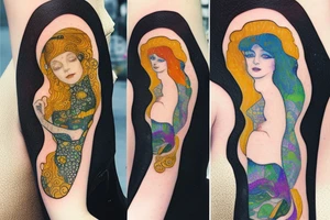 Smaller watercolor mermaids inspired gustav klimt tattoo idea