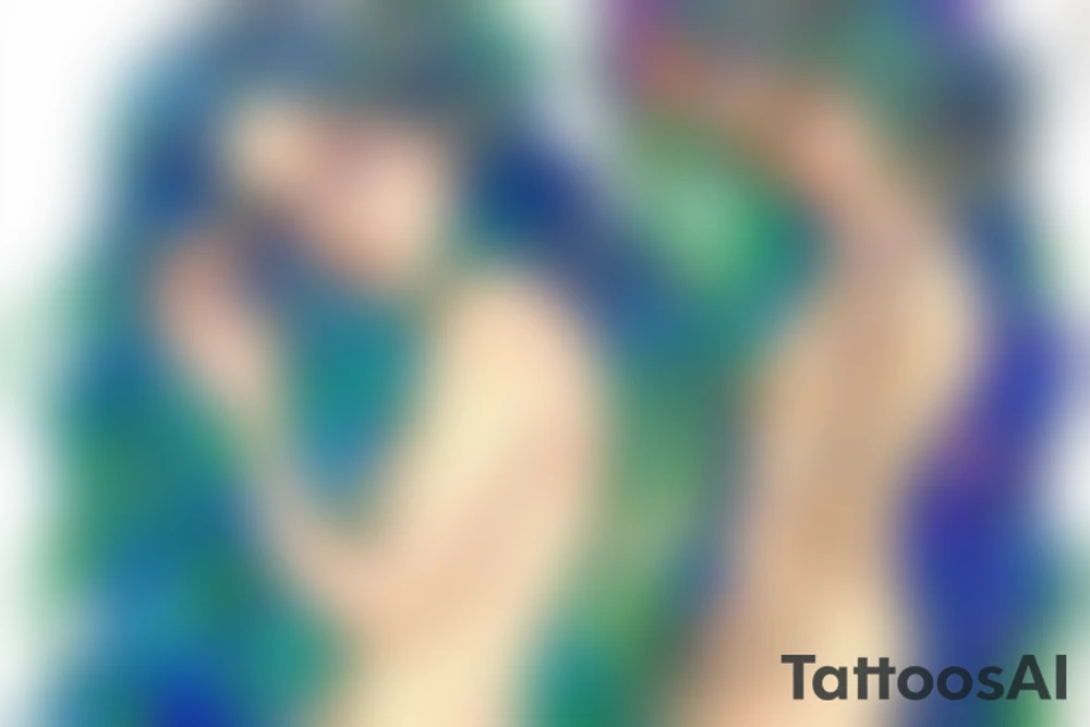 Small forearm watercolor mermaids inspired gustav klimt tattoo idea