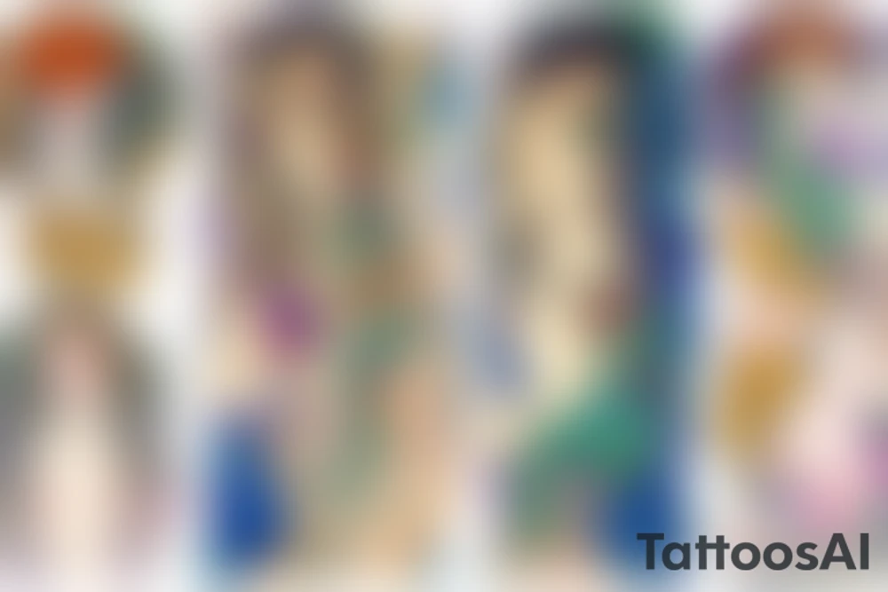 Small 10cm  watercolor mermaids inspired gustav klimt tattoo idea