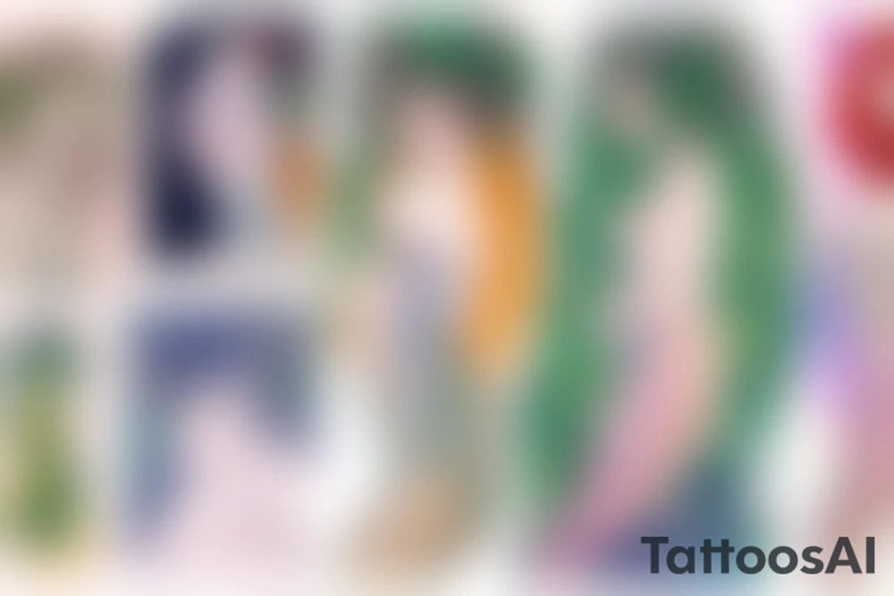 10cm sized  watercolor mermaids inspired gustav klimt tattoo idea