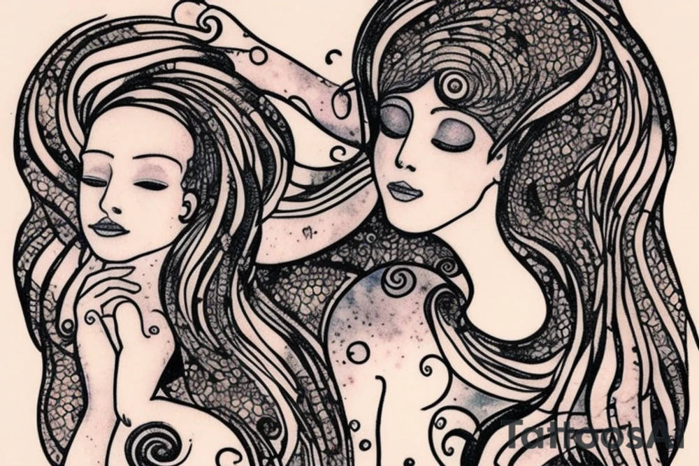 Combined favourites mermaid tattoos inspired by klimt. Make it small tattoo idea