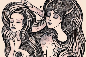 Combined favourites mermaid tattoos inspired by klimt. Make it small tattoo idea