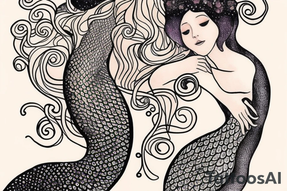 Combined favourites mermaid tattoos inspired by klimt. Make it small tattoo idea