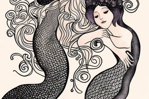 Combined favourites mermaid tattoos inspired by klimt. Make it small tattoo idea