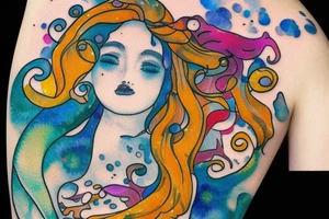 Water colour mermaid inspired by klimt. Make it small tattoo idea