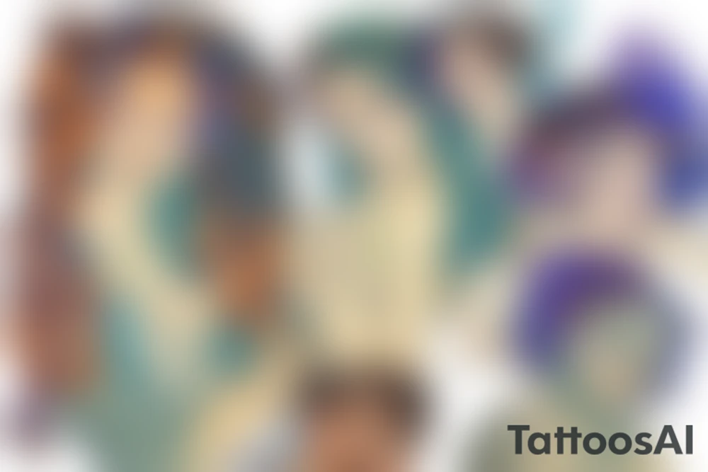 Watercolour merpeople inspired by gustav klimt tattoo idea