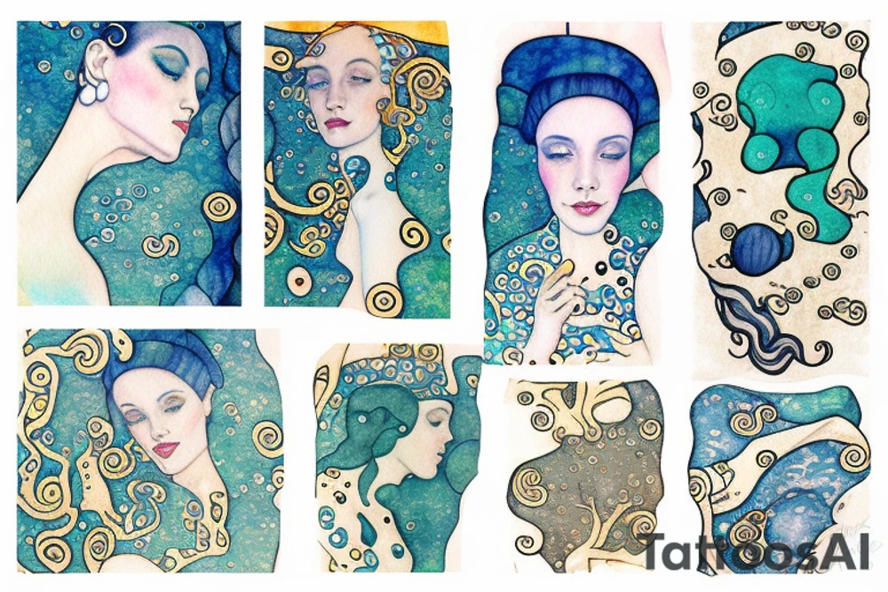Watercolour underwater inspired by gustav klimt tattoo idea