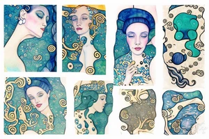 Watercolour underwater inspired by gustav klimt tattoo idea