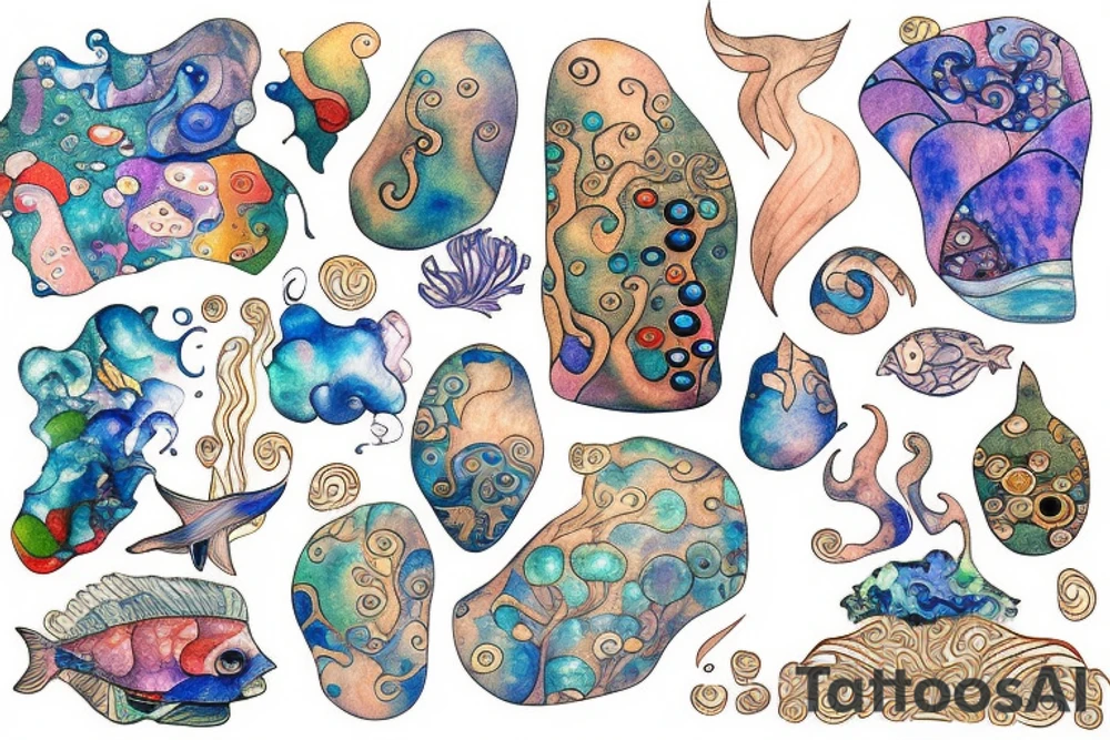 Watercolour underwater inspired by gustav klimt tattoo idea