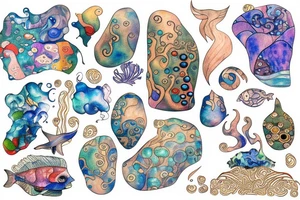 Watercolour underwater inspired by gustav klimt tattoo idea