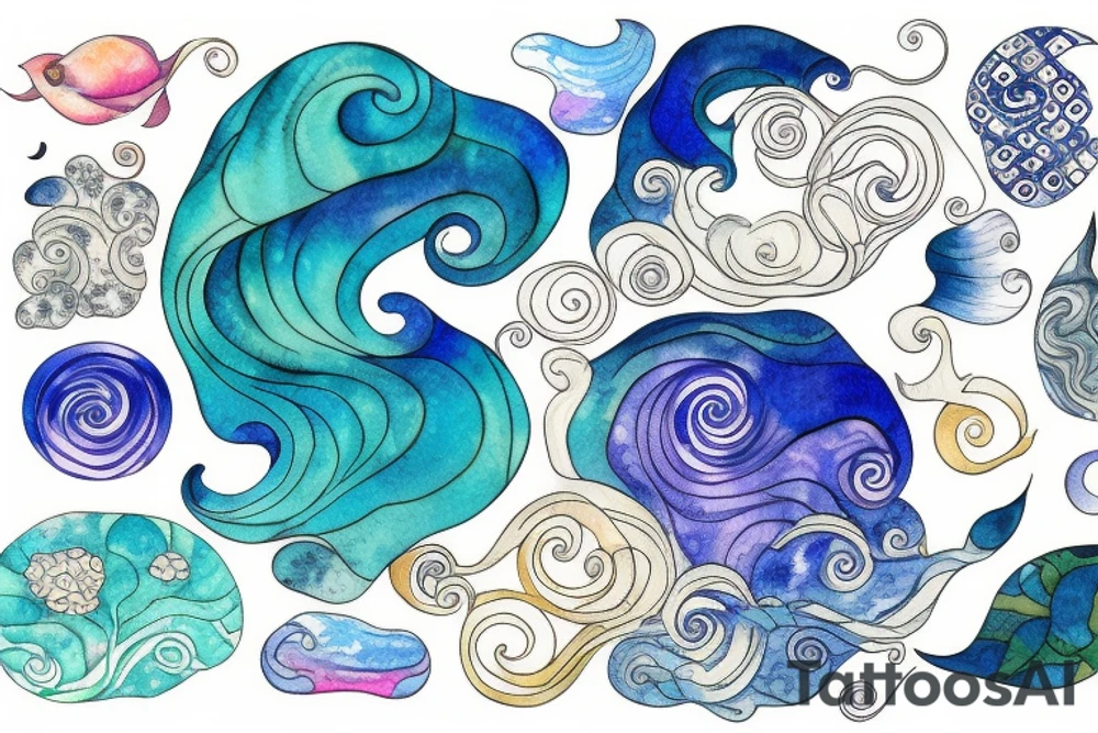 Watercolour ocean inspired by gustav klimt tattoo idea