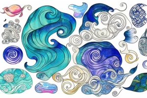 Watercolour ocean inspired by gustav klimt tattoo idea