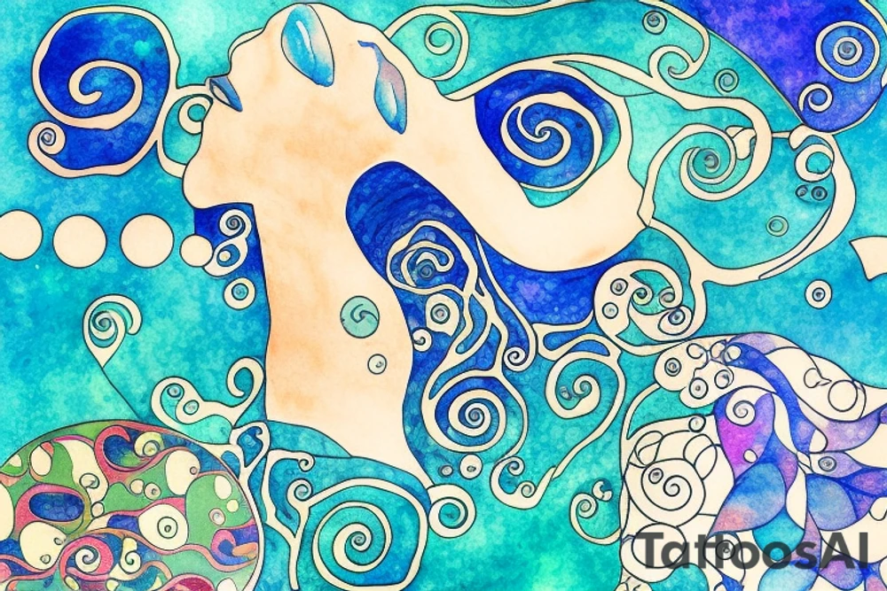 Watercolour ocean inspired by gustav klimt tattoo idea