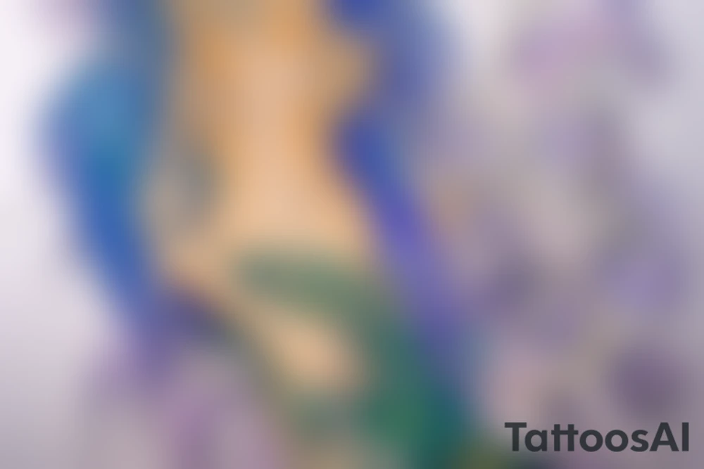 Watercolour mermaid inspired by gustav klimt tattoo idea