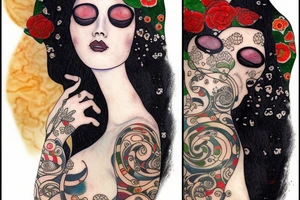 Dark hair lover  by gustav klimt tattoo idea