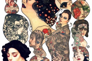 Dark hair lover  by gustav klimt tattoo idea