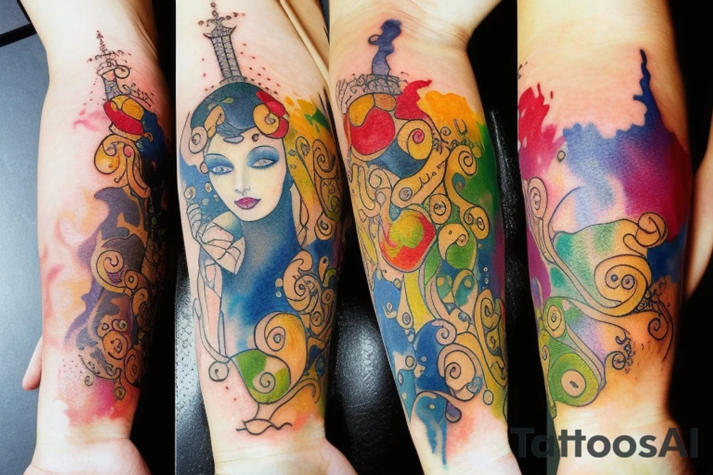 Watercolor lovers tattoo idea