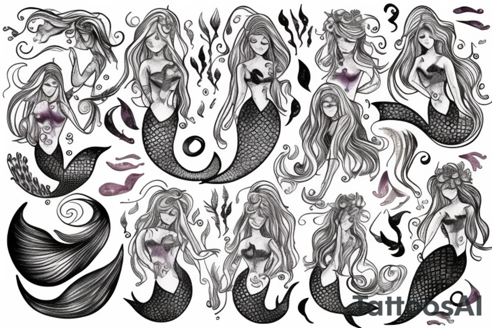 Watercolour mermaid tattoo idea