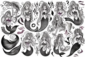 Watercolour mermaid tattoo idea