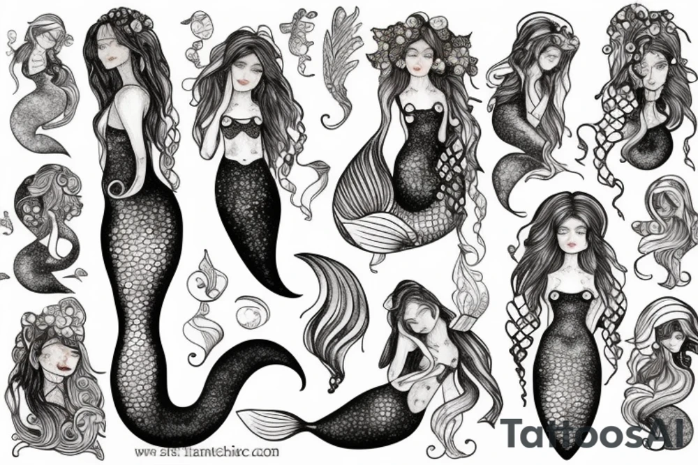 Watercolour mermaid tattoo idea