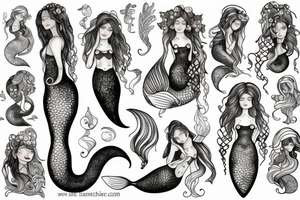 Watercolour mermaid tattoo idea