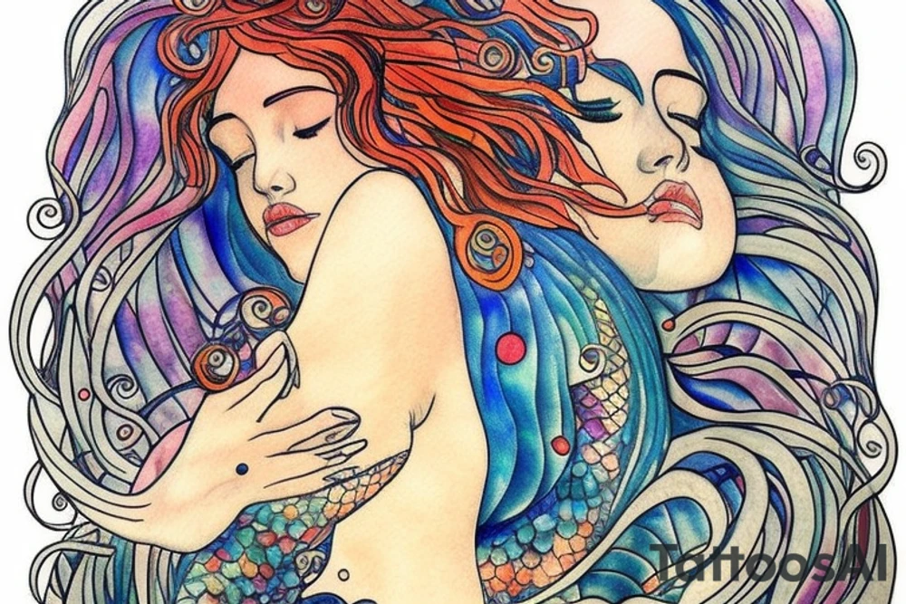 Color mermaid tattoo idea
