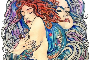 Color mermaid tattoo idea