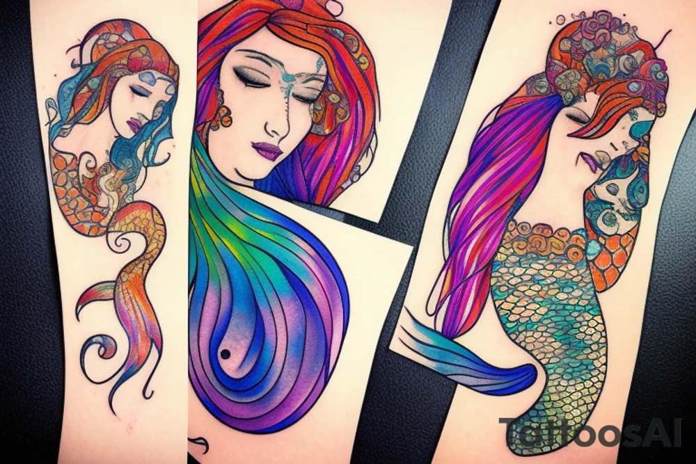 Color mermaid tattoo idea