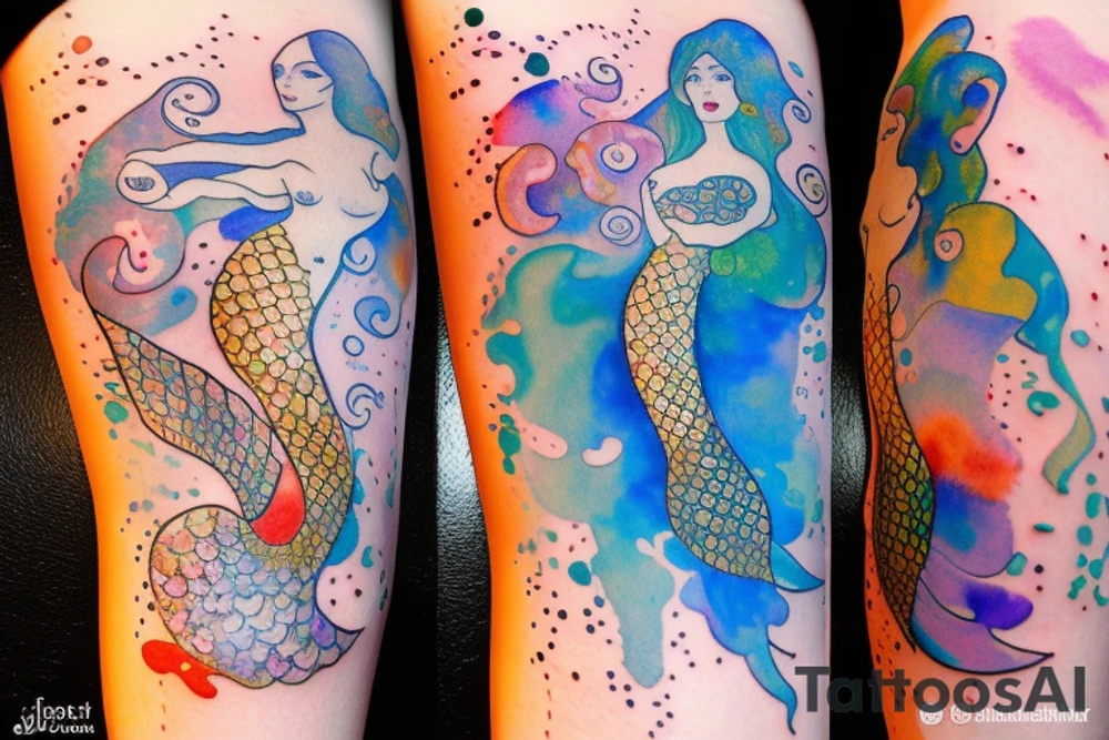 Mermaid watercolours tattoo idea