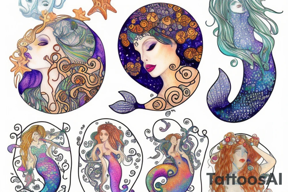 Mermaid watercolor tattoo idea