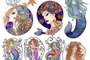Mermaid watercolor tattoo idea