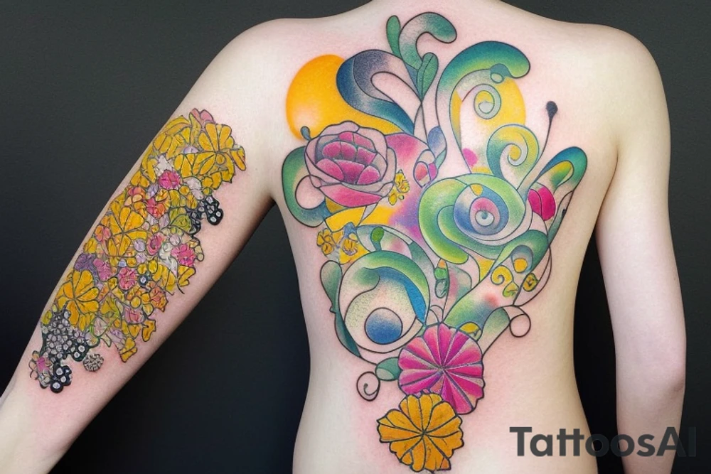 Watercolour garden tattoo idea