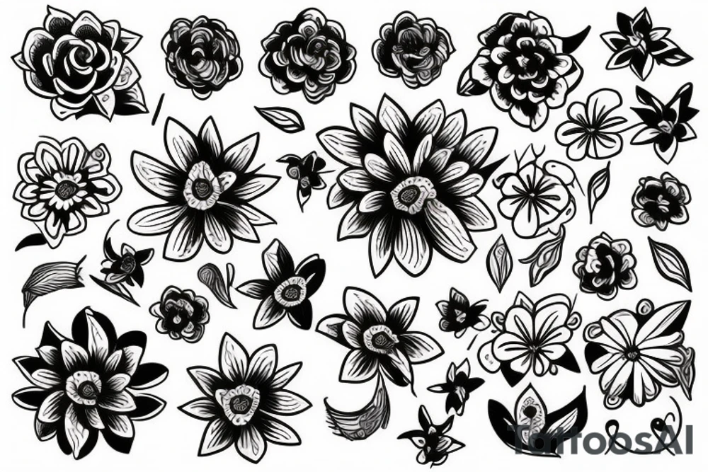 LINEA LARGA CON FLORES tattoo idea
