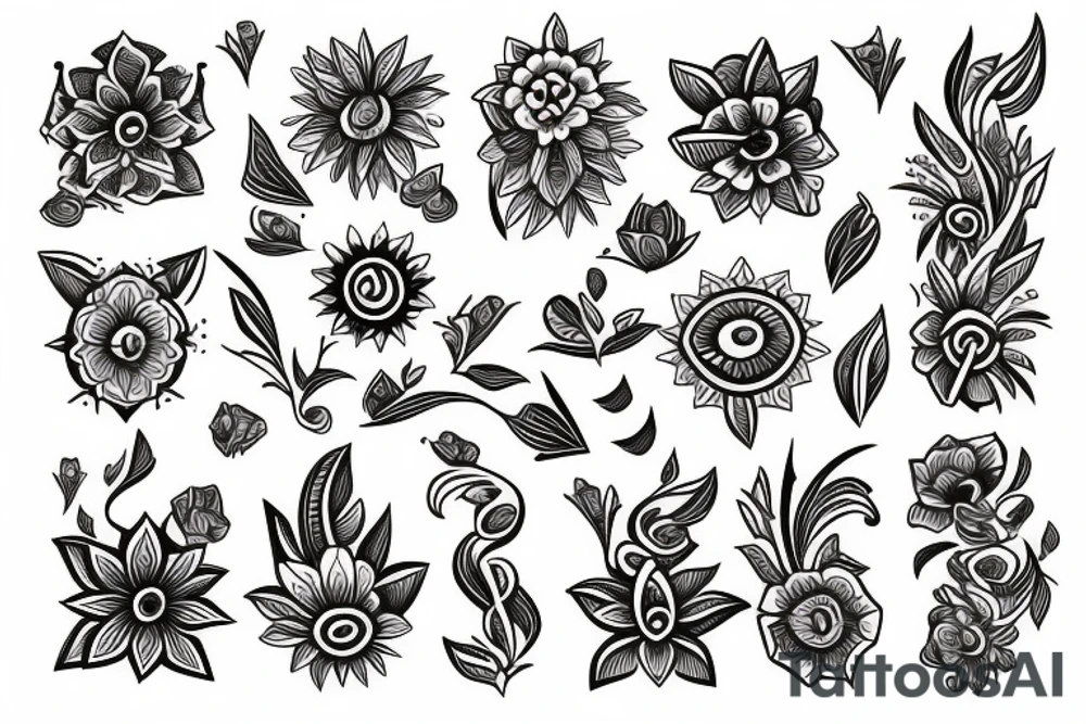 TRIBAL DE FLORES tattoo idea