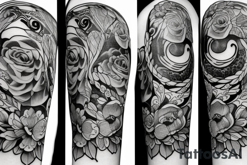Oak free black and white for upper arm Feminine elements. tattoo idea Oak free black and white for upper arm Feminine elements. tattoo idea