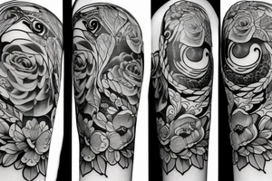 Oak free black and white for upper arm Feminine elements. tattoo idea