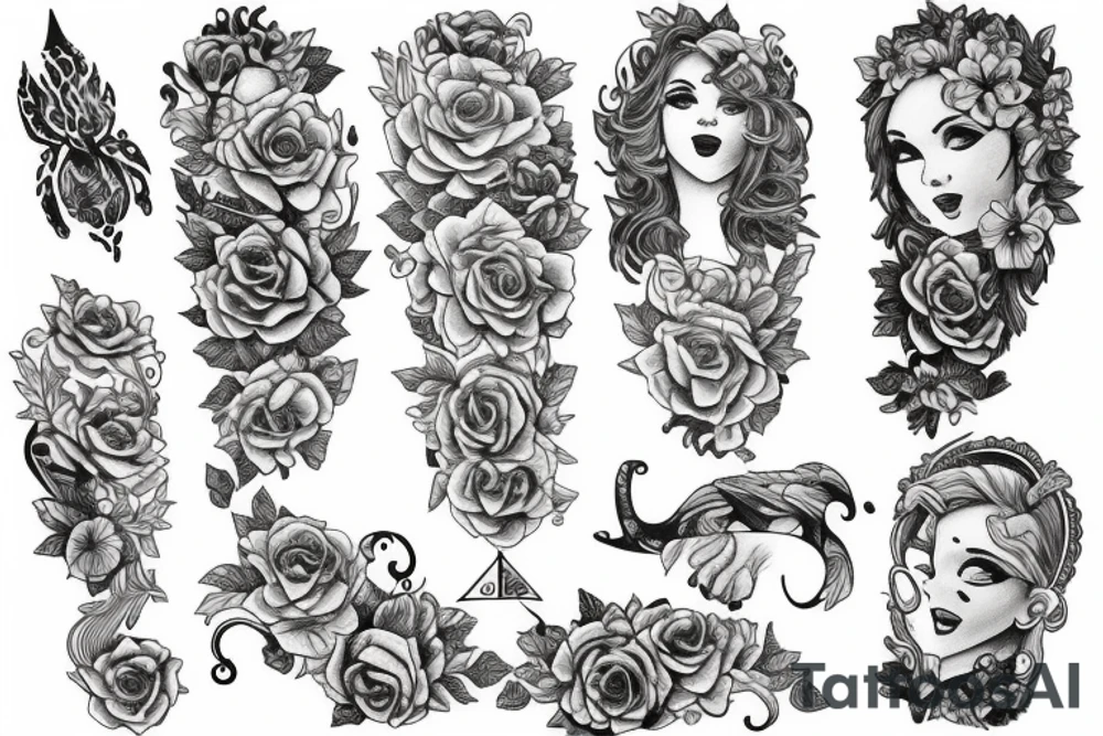 Oak free black and white for upper arm Feminine elements. tattoo idea