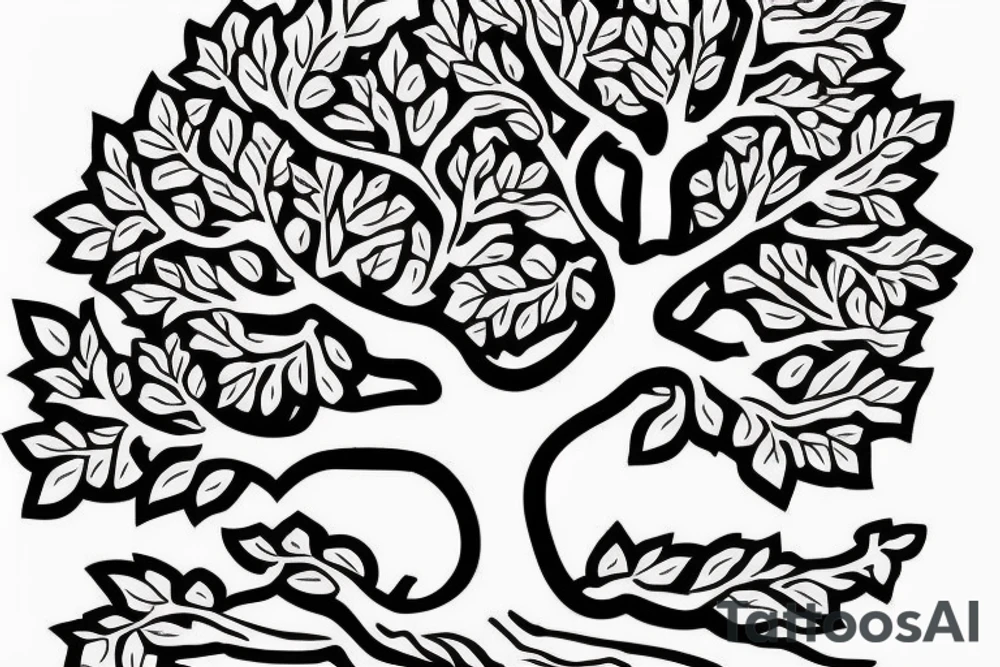 Oak tree black and white for upper arm Feminine elements. tattoo idea Oak tree black and white for upper arm Feminine elements. tattoo idea