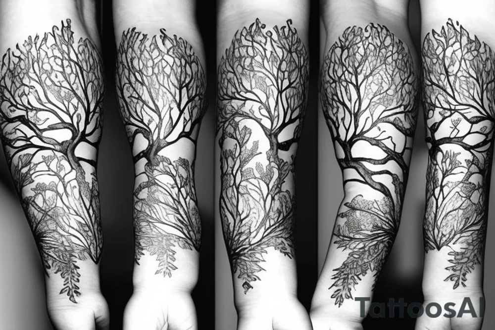 Oak tree black and white for upper arm Feminine elements. tattoo idea Oak tree black and white for upper arm Feminine elements. tattoo idea