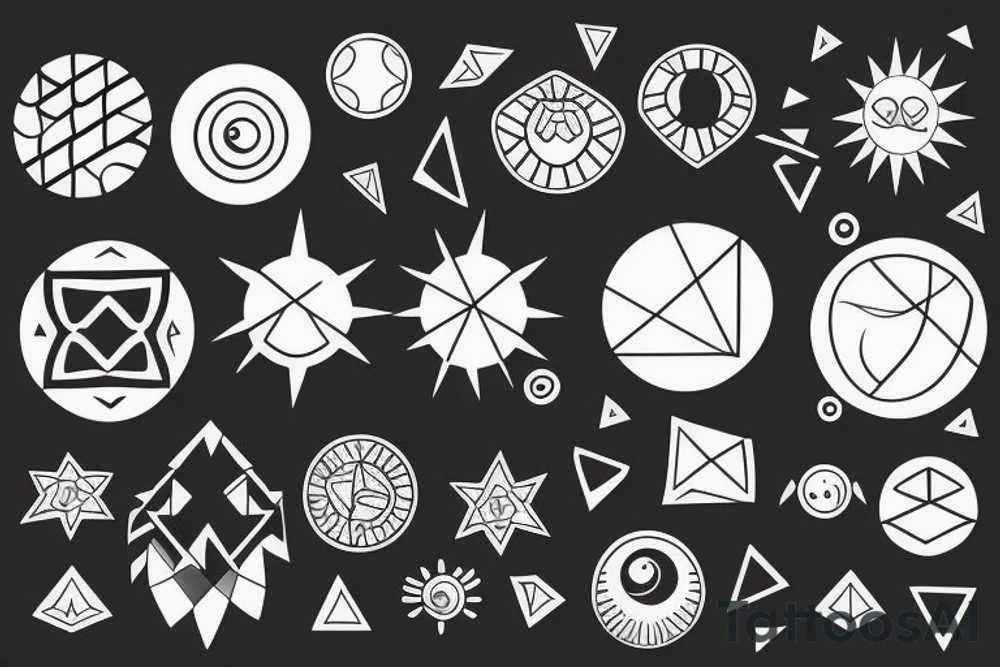 Geometric sun and moon tattoo idea